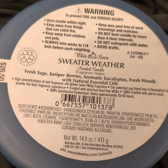 White Barn Sweater Weather Candle - Deep Blue - Picture 4 of 6